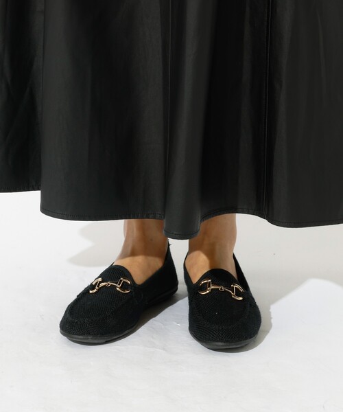 ALBEROLA（アルベローラ）の「【ALBEROLA / アルベローラ】ラフィア調 ビットローファー / フラットシューズ（ローファー・レディース・ブラック/ベージュ・24/23/22/25）」の3枚目の写真