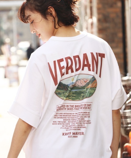 KRIFF MAYER Lady's Collection(クリフメイヤーレディースコレクション)の「【接触冷感・UVカット・吸水速乾】夏季GO! T(山)(Tシャツ/カットソー・レディース・ブラック/ブルー/オフホワイト/カラフル/レッド/ベージュ・LARGE/MEDIUM)」の2枚目の写真