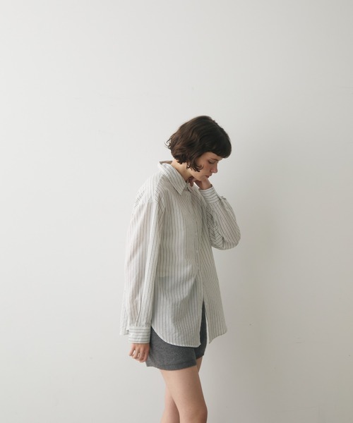 full/fill.(フルフィル)の「sheer stripe over shirt / シアーストライプオーバーシャツ(シャツ/ブラウス・レディース・ブルー/ホワイト・FREE)」の5枚目の写真