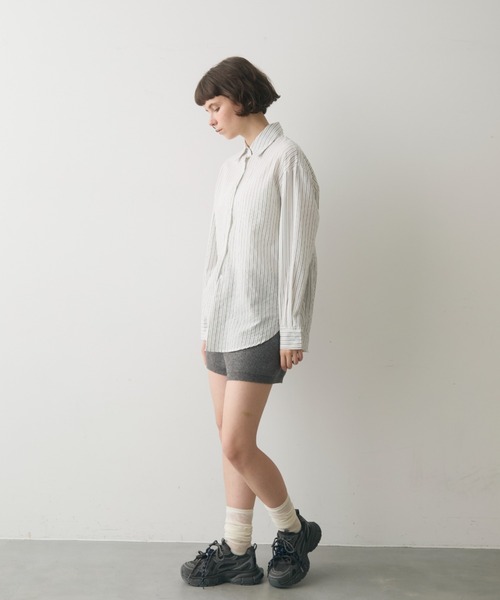 full/fill.(フルフィル)の「sheer stripe over shirt / シアーストライプオーバーシャツ(シャツ/ブラウス・レディース・ブルー/ホワイト・FREE)」の7枚目の写真