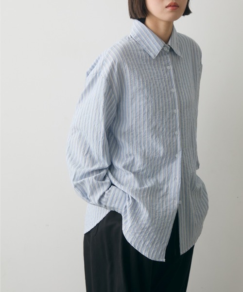 full/fill.(フルフィル)の「sheer stripe over shirt / シアーストライプオーバーシャツ(シャツ/ブラウス・レディース・ブルー/ホワイト・FREE)」の15枚目の写真