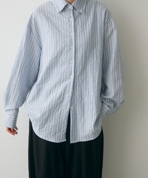 full/fill.(フルフィル)の「sheer stripe over shirt / シアーストライプオーバーシャツ(シャツ/ブラウス・レディース・ブルー/ホワイト・FREE)」の16枚目の写真