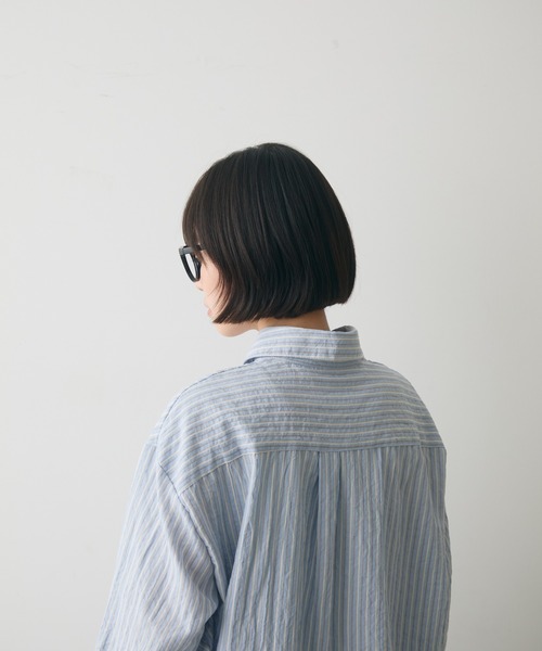full/fill.(フルフィル)の「sheer stripe over shirt / シアーストライプオーバーシャツ(シャツ/ブラウス・レディース・ブルー/ホワイト・FREE)」の12枚目の写真