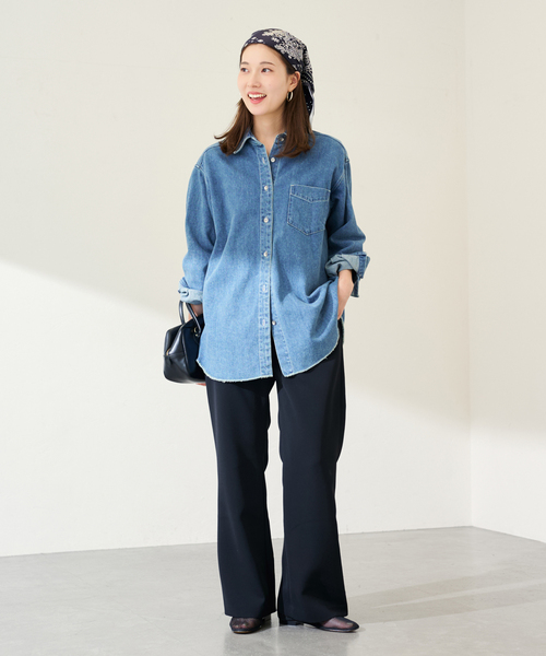 FRAMeWORK（フレームワーク）の「manipuri/マニプリ　三角W65 スカーフ 45*96（バンダナ/スカーフ・レディース・ブラック/ブラウン・FREE）」の3枚目の写真