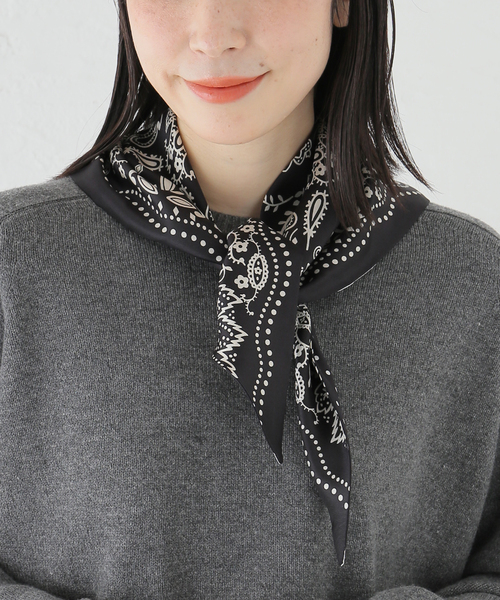 FRAMeWORK（フレームワーク）の「manipuri/マニプリ　三角W65 スカーフ 45*96（バンダナ/スカーフ・レディース・ブラック/ブラウン・FREE）」の21枚目の写真