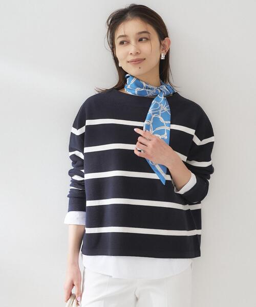 UNTITLED（アンタイトル）の「【ゆったり/洗える】クロップドニットプルオーバー（ニット/セーター・レディース・ホワイト/ライトグレー/ブルー/ホワイト系3/ネイビー系2・00/02/04/48/44）」の5枚目の写真