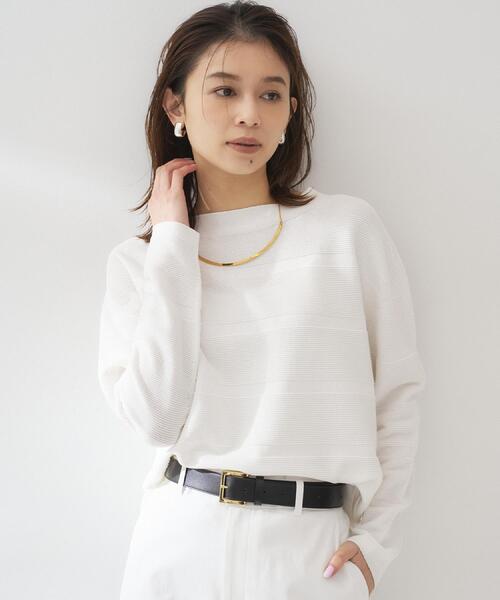 UNTITLED（アンタイトル）の「【ゆったり/洗える】クロップドニットプルオーバー（ニット/セーター・レディース・ホワイト/ライトグレー/ブルー/ホワイト系3/ネイビー系2・00/02/04/48/44）」の2枚目の写真