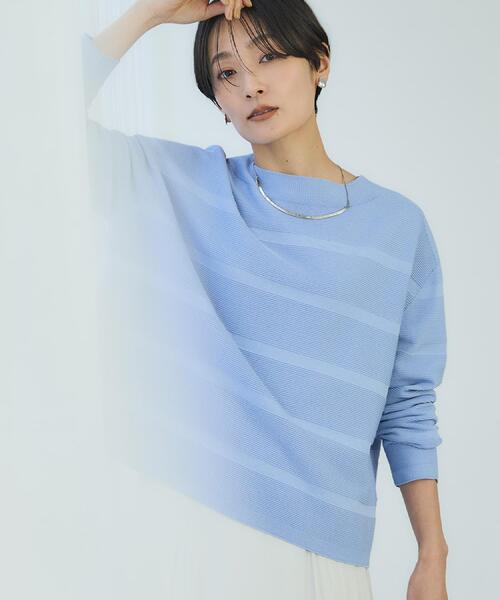 UNTITLED（アンタイトル）の「【ゆったり/洗える】クロップドニットプルオーバー（ニット/セーター・レディース・ホワイト/ライトグレー/ブルー/ホワイト系3/ネイビー系2・00/02/04/48/44）」の4枚目の写真