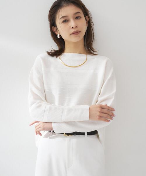 UNTITLED（アンタイトル）の「【ゆったり/洗える】クロップドニットプルオーバー（ニット/セーター・レディース・ホワイト/ライトグレー/ブルー/ホワイト系3/ネイビー系2・00/02/04/48/44）」の7枚目の写真