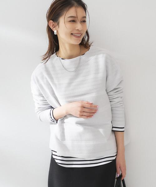 UNTITLED（アンタイトル）の「【ゆったり/洗える】クロップドニットプルオーバー（ニット/セーター・レディース・ホワイト/ライトグレー/ブルー/ホワイト系3/ネイビー系2・00/02/04/48/44）」の11枚目の写真