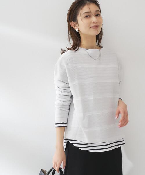 UNTITLED（アンタイトル）の「【ゆったり/洗える】クロップドニットプルオーバー（ニット/セーター・レディース・ホワイト/ライトグレー/ブルー/ホワイト系3/ネイビー系2・00/02/04/48/44）」の12枚目の写真