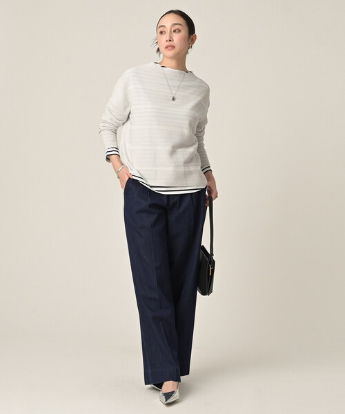 UNTITLED（アンタイトル）の「【ゆったり/洗える】クロップドニットプルオーバー（ニット/セーター・レディース・ホワイト/ライトグレー/ブルー/ホワイト系3/ネイビー系2・00/02/04/48/44）」の14枚目の写真