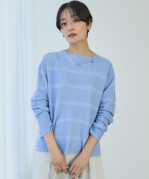 UNTITLED（アンタイトル）の「【ゆったり/洗える】クロップドニットプルオーバー（ニット/セーター・レディース・ホワイト/ライトグレー/ブルー/ホワイト系3/ネイビー系2・00/02/04/48/44）」の16枚目の写真