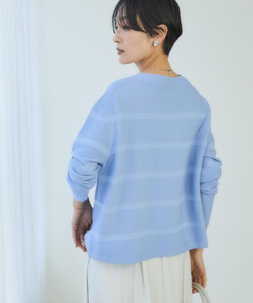 UNTITLED（アンタイトル）の「【ゆったり/洗える】クロップドニットプルオーバー（ニット/セーター・レディース・ホワイト/ライトグレー/ブルー/ホワイト系3/ネイビー系2・00/02/04/48/44）」の17枚目の写真