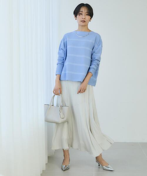 UNTITLED（アンタイトル）の「【ゆったり/洗える】クロップドニットプルオーバー（ニット/セーター・レディース・ホワイト/ライトグレー/ブルー/ホワイト系3/ネイビー系2・00/02/04/48/44）」の18枚目の写真