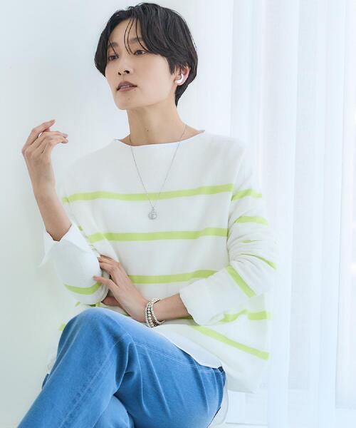 UNTITLED（アンタイトル）の「【ゆったり/洗える】クロップドニットプルオーバー（ニット/セーター・レディース・ホワイト/ライトグレー/ブルー/ホワイト系3/ネイビー系2・00/02/04/48/44）」の20枚目の写真