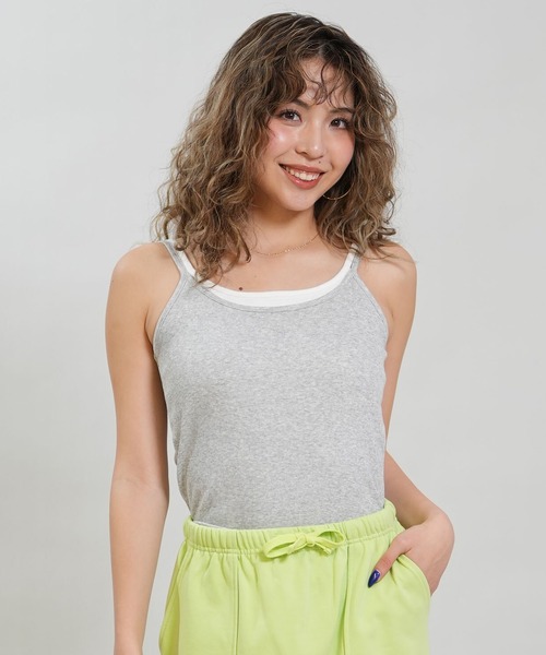 RIKKA FEMME(リッカファム)の「RIKKA FEMME/リッカファム キャミソール カップ付き リブ レイヤード風 RF6S-2304(キャミソール・レディース・グレー/ブラック/レッド/ホワイト・FREE)」の3枚目の写真