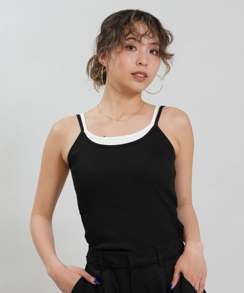 RIKKA FEMME(リッカファム)の「RIKKA FEMME/リッカファム キャミソール カップ付き リブ レイヤード風 RF6S-2304(キャミソール・レディース・グレー/ブラック/レッド/ホワイト・FREE)」の11枚目の写真