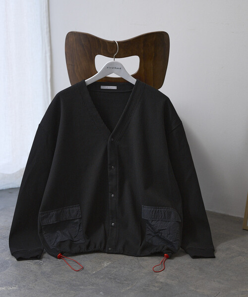 Firsthand（ファーストハンド）の「Firsthand/ファーストハンド サイドポケット スピンドル テック サーマル カーディガン / ビッグシルエット / 長袖（カーディガン/ボレロ・メンズ・ホワイト/チャコールグレー/ブルーグレー/ブラック・LARGE/MEDIUM）」の3枚目の写真