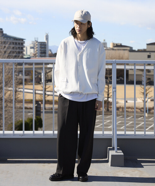 Firsthand（ファーストハンド）の「Firsthand/ファーストハンド サイドポケット スピンドル テック サーマル カーディガン / ビッグシルエット / 長袖（カーディガン/ボレロ・メンズ・ホワイト/チャコールグレー/ブルーグレー/ブラック・LARGE/MEDIUM）」の15枚目の写真