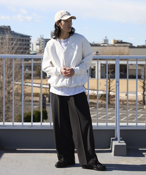 Firsthand（ファーストハンド）の「Firsthand/ファーストハンド サイドポケット スピンドル テック サーマル カーディガン / ビッグシルエット / 長袖（カーディガン/ボレロ・メンズ・ホワイト/チャコールグレー/ブルーグレー/ブラック・LARGE/MEDIUM）」の18枚目の写真