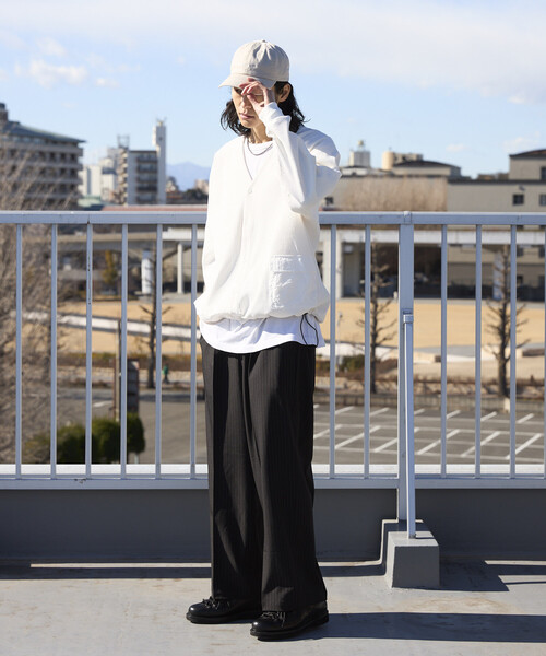 Firsthand（ファーストハンド）の「Firsthand/ファーストハンド サイドポケット スピンドル テック サーマル カーディガン / ビッグシルエット / 長袖（カーディガン/ボレロ・メンズ・ホワイト/チャコールグレー/ブルーグレー/ブラック・LARGE/MEDIUM）」の19枚目の写真