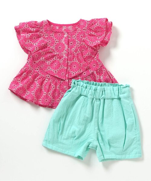 apres les cours（アプレレクール）の「【リンク】ラッフルフリルセットアップ（セットアップ・キッズ・ブルー/ピンク・130/120/110/100/90）」の2枚目の写真