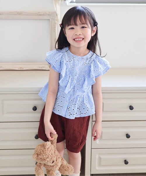 apres les cours（アプレレクール）の「【リンク】ラッフルフリルセットアップ（セットアップ・キッズ・ブルー/ピンク・130/120/110/100/90）」の20枚目の写真
