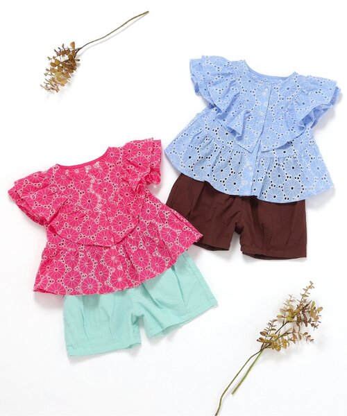 apres les cours（アプレレクール）の「【リンク】ラッフルフリルセットアップ（セットアップ・キッズ・ブルー/ピンク・130/120/110/100/90）」の19枚目の写真