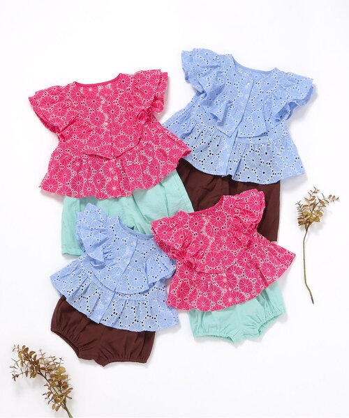 apres les cours（アプレレクール）の「【リンク】ラッフルフリルセットアップ（セットアップ・キッズ・ブルー/ピンク・130/120/110/100/90）」の16枚目の写真