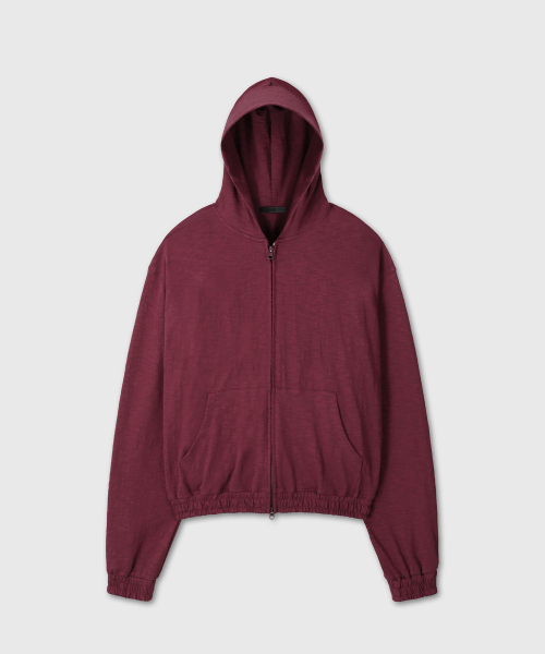 DIVEIN（ダイブイン）の「SLUB CROP HOOD ZIP-UP (BURGUNDY)（パーカー・メンズ・その他・1/2）」の2枚目の写真