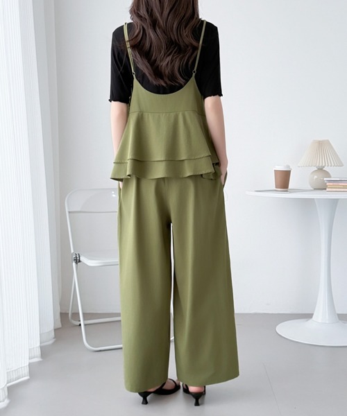 ABITOKYO（アビトーキョー）の「バックフリルVネックオーバーオールサロペットパンツ（サロペット/オーバーオール・レディース・カーキ/ブラック・FREE）」の6枚目の写真