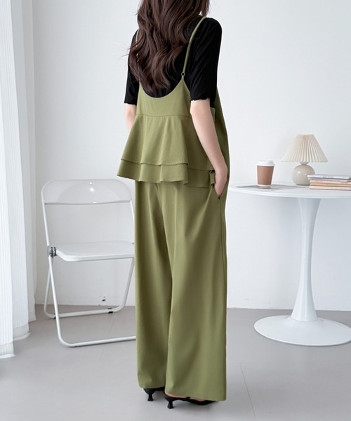 ABITOKYO（アビトーキョー）の「バックフリルVネックオーバーオールサロペットパンツ（サロペット/オーバーオール・レディース・カーキ/ブラック・FREE）」の7枚目の写真