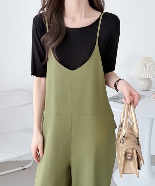 ABITOKYO（アビトーキョー）の「バックフリルVネックオーバーオールサロペットパンツ（サロペット/オーバーオール・レディース・カーキ/ブラック・FREE）」の9枚目の写真