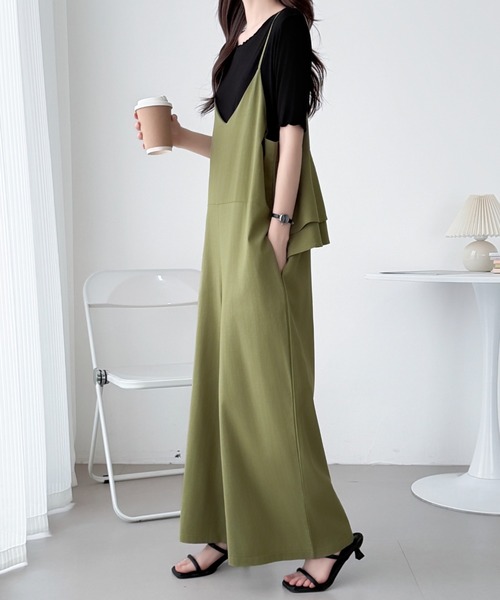 ABITOKYO（アビトーキョー）の「バックフリルVネックオーバーオールサロペットパンツ（サロペット/オーバーオール・レディース・カーキ/ブラック・FREE）」の10枚目の写真