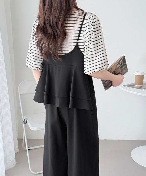 ABITOKYO（アビトーキョー）の「バックフリルVネックオーバーオールサロペットパンツ（サロペット/オーバーオール・レディース・カーキ/ブラック・FREE）」の14枚目の写真