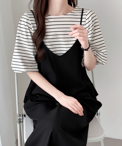 ABITOKYO（アビトーキョー）の「バックフリルVネックオーバーオールサロペットパンツ（サロペット/オーバーオール・レディース・カーキ/ブラック・FREE）」の16枚目の写真