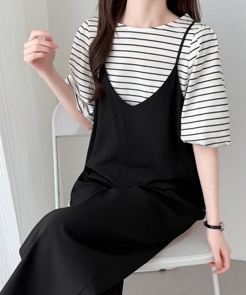 ABITOKYO（アビトーキョー）の「バックフリルVネックオーバーオールサロペットパンツ（サロペット/オーバーオール・レディース・カーキ/ブラック・FREE）」の17枚目の写真