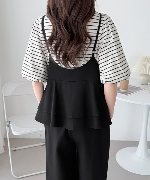 ABITOKYO（アビトーキョー）の「バックフリルVネックオーバーオールサロペットパンツ（サロペット/オーバーオール・レディース・カーキ/ブラック・FREE）」の18枚目の写真