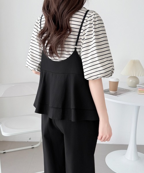 ABITOKYO（アビトーキョー）の「バックフリルVネックオーバーオールサロペットパンツ（サロペット/オーバーオール・レディース・カーキ/ブラック・FREE）」の19枚目の写真