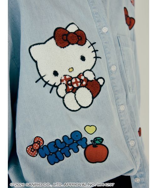 サガラ刺繍ワッペンオーバーデニムシャツ（シャツ/ブラウス）｜sanrio