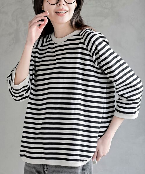 rps(アールピーエス)の「クルーネックラグランワイド7分袖T(Tシャツ/カットソー・レディース・ブラック系その他2/ブラック/杢グレー/オフホワイト/イエロー/パープル・フリー)」の4枚目の写真