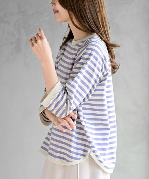 rps(アールピーエス)の「クルーネックラグランワイド7分袖T(Tシャツ/カットソー・レディース・ブラック系その他2/ブラック/杢グレー/オフホワイト/イエロー/パープル・フリー)」の13枚目の写真