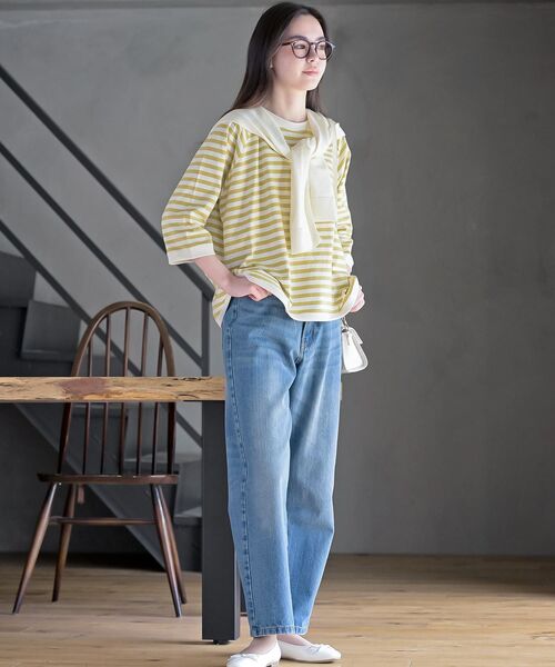 rps(アールピーエス)の「クルーネックラグランワイド7分袖T(Tシャツ/カットソー・レディース・ブラック系その他2/ブラック/杢グレー/オフホワイト/イエロー/パープル・フリー)」の16枚目の写真