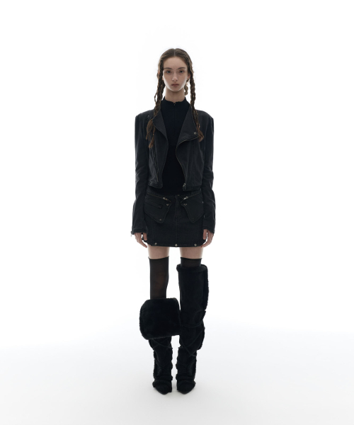 OJOS(オホス)の「Button Denim Mini Skirt / Charcoal(スカート・レディース・その他・1/2/3)」の1枚目の写真