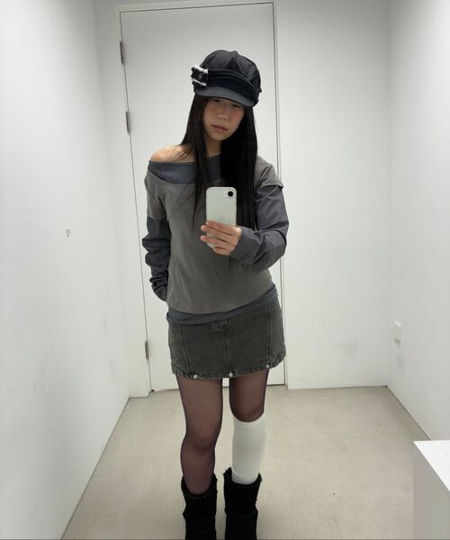 OJOS(オホス)の「Button Denim Mini Skirt / Charcoal(スカート・レディース・その他・1/2/3)」の7枚目の写真