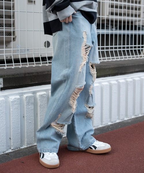 WEGO(ウィゴー)の「WEGO/【26年春夏新作】ダメージストレートデニムパンツ(デニムパンツ・レディース・ブラック系3/スカイブルー・MEDIUM/SMALL)」の12枚目の写真