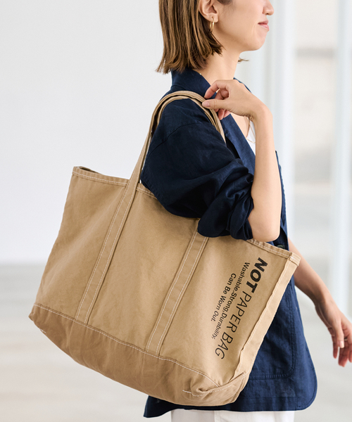 FRAMeWORK(フレームワーク)の「SEUVAS/ソウバス 別注NOT PAPER バッグ L(トートバッグ・レディース・ベージュ・FREE)」の7枚目の写真