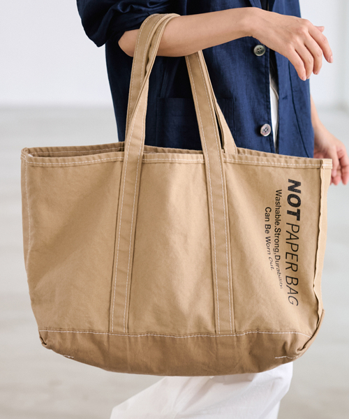 FRAMeWORK(フレームワーク)の「SEUVAS/ソウバス 別注NOT PAPER バッグ L(トートバッグ・レディース・ベージュ・FREE)」の8枚目の写真