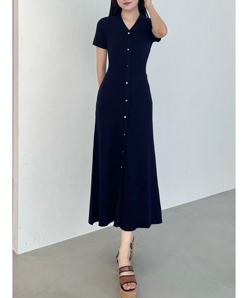 MERCURYDUO（マーキュリーデュオ）の「ワイドリブスキッパーニットワンピース（ワンピース・レディース・ライム/ピンク/ネイビー/ブラック・SMALL/MEDIUM）」の5枚目の写真